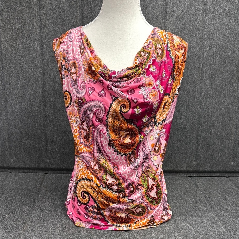 Jeannie & Marlis Pink and Red Ruched Blouse